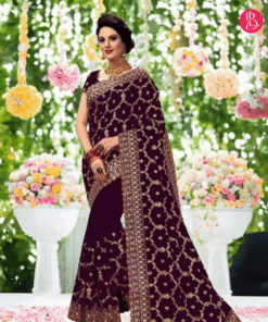 ট্রেডিশনাল এমব্রয়ডারি করা জর্জেট পার্টি শাড়ি