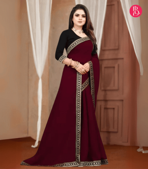 ট্রেডিশনাল কনট্রাস্ট ওয়ার্ক জর্জেট পার্টি শাড়ি