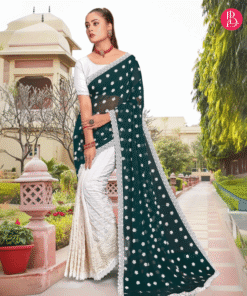 এক্সক্লুসিভ ইন্ডিয়ান জর্জেট এমব্রয়ডারি করা পার্টি শাড়ি