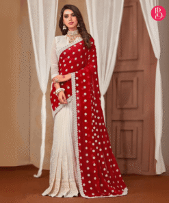 এক্সক্লুসিভ ইন্ডিয়ান জর্জেট এমব্রয়ডারি করা পার্টি শাড়ি