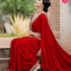 ট্রেডিশনাল লেইস ওয়ার্ক জর্জেট পার্টি শাড়ি