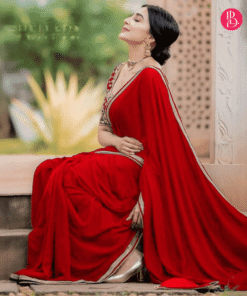 ট্রেডিশনাল লেইস ওয়ার্ক জর্জেট পার্টি শাড়ি
