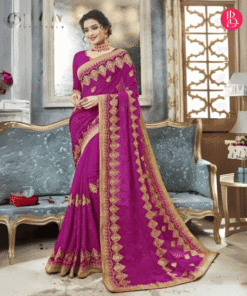 পিংক কালার সফট জর্জেট এমব্রয়ডারি করা পার্টি শাড়ি