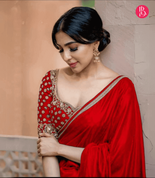 ট্রেডিশনাল লেইস ওয়ার্ক জর্জেট পার্টি শাড়ি - Image 3