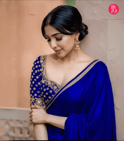ট্রেডিশনাল লেইস ওয়ার্ক জর্জেট পার্টি শাড়ি - Image 3