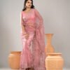 Imported Soft Organza Pink Party Saree With Gorgeous Blouse Piece