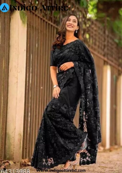 অরিজিনাল ইন্ডিয়ান  ওয়েটলেস  সফট চিনিগুঁড়া   শাড়ী ব্লাউস পিস্ সহ