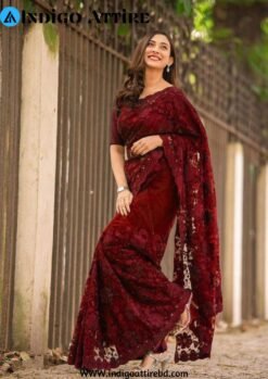অরিজিনাল ইন্ডিয়ান  ওয়েটলেস  সফট চিনিগুঁড়া   শাড়ী ব্লাউস পিস্ সহ