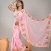 Imported Weightless Soft Georgette Gorgeous Pink Party Saree With Blouse Piece