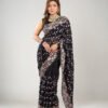 Imported Soft Georgette Gorgeous Black Party Saree With Blouse Piece